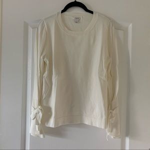 [Sold] J. Crew Ivory Sweater with Bow Ties on Sleeves - Size S